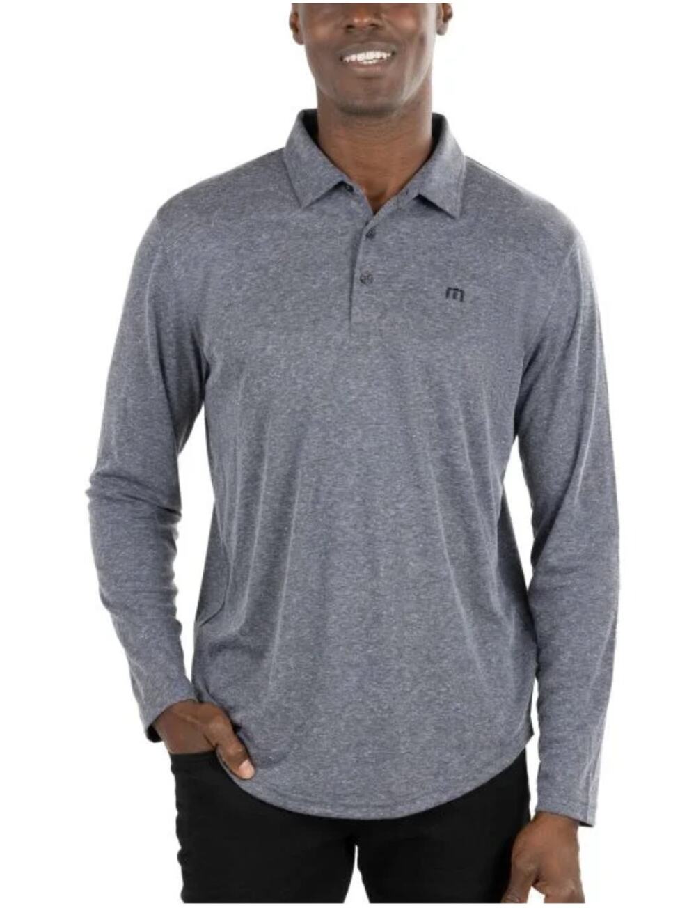 TravisMathew Wilderness Long Sleeve Golf Polo Shirt Bundle Performance Gray XL
